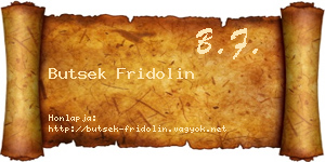 Butsek Fridolin névjegykártya